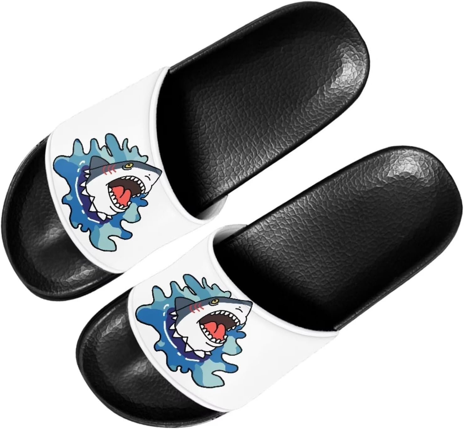 

Женские шлепанцы Forchrinse White Music Note Piano, легкие мужские шлепанцы для душа, пляжные плоские шлепанцы, 3d Shark