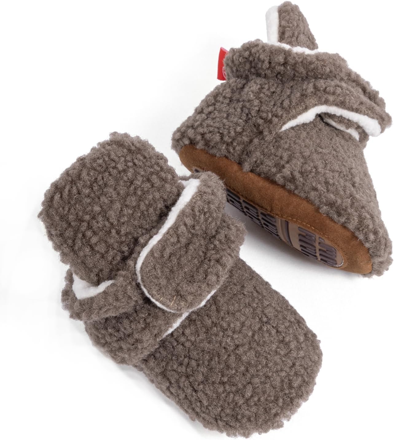 

HsdsBebe Унисекс Новорожденные Детские Хлопковые Пинетки с Нескользящей Подошвой для Малышей Мальчиков и Девочек Зимние Теплые Флисовые Носочки-Обувь, 2210/Grayish Brown-Rubber Sole