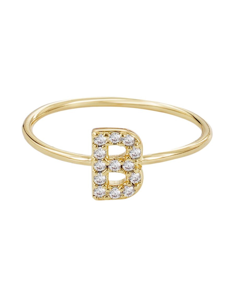

Золотое кольцо с инициалом, украшенное кубическим цирконием, размер 6 ADORNIA, Gold-B