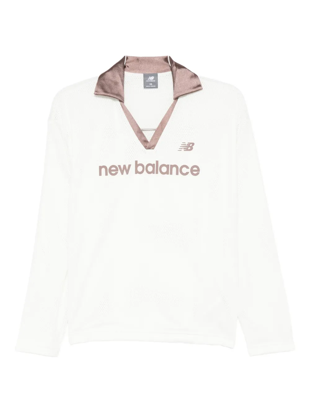 

Топ с атласным воротником и принтом логотипа NEW BALANCE, белый