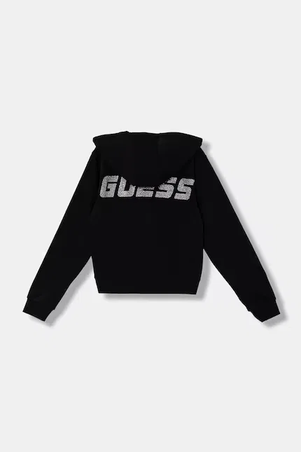 Детская худи с капюшоном на молнии Guess, черный — фото 2
