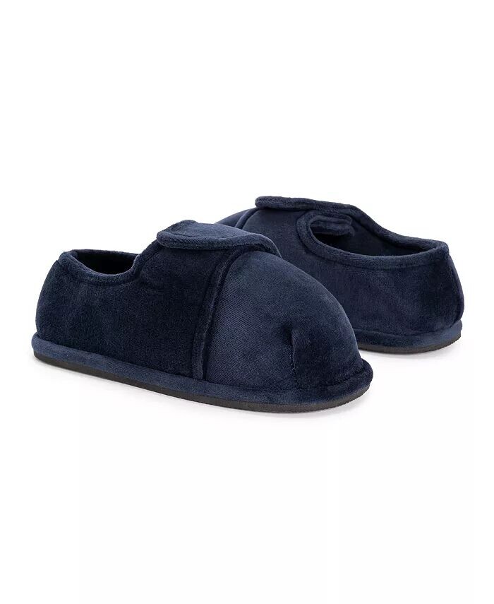 Мужские регулируемые велюровые тапочки Softones By Unisex, серые, M (W- 10-12 M- 7-9) MUK LUKS, синий — фото 2