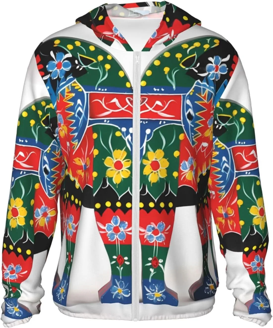 

Толстовка с капюшоном для бега Swedish Dala Horse Folk Unisex, UPF 50+, с длинным рукавом GDSHJKLW