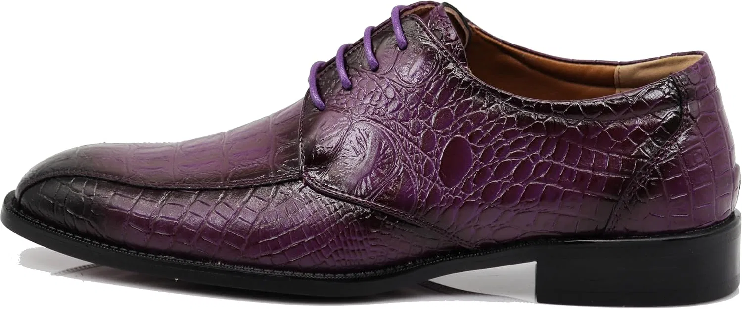 Мужские оксфорды Enzo Romeo Gator3N с принтом под крокодиловую кожу, на шнуровке, Colour: Purple — фото 3