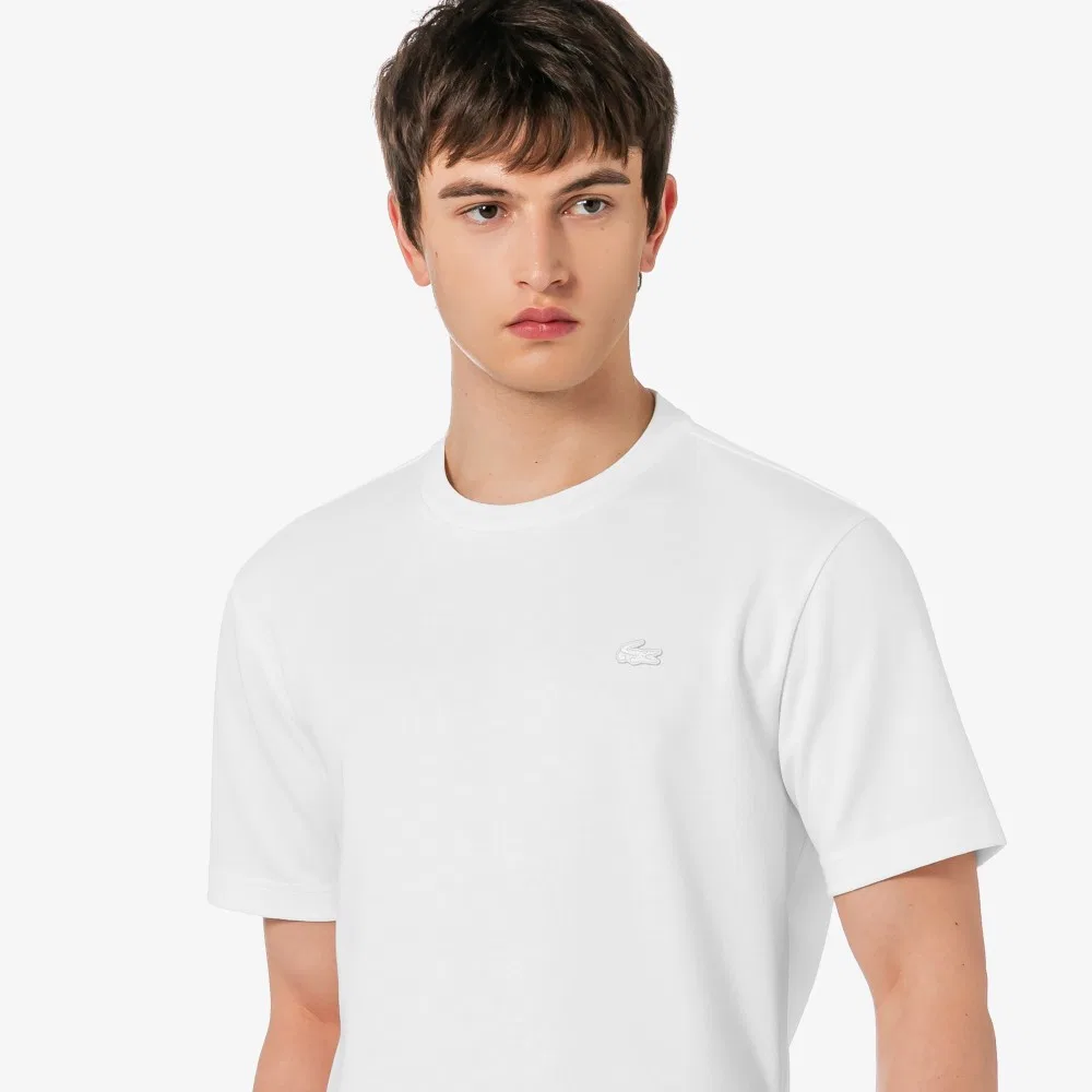 Мужская футболка Lacoste базовая офф-вайт — фото 2