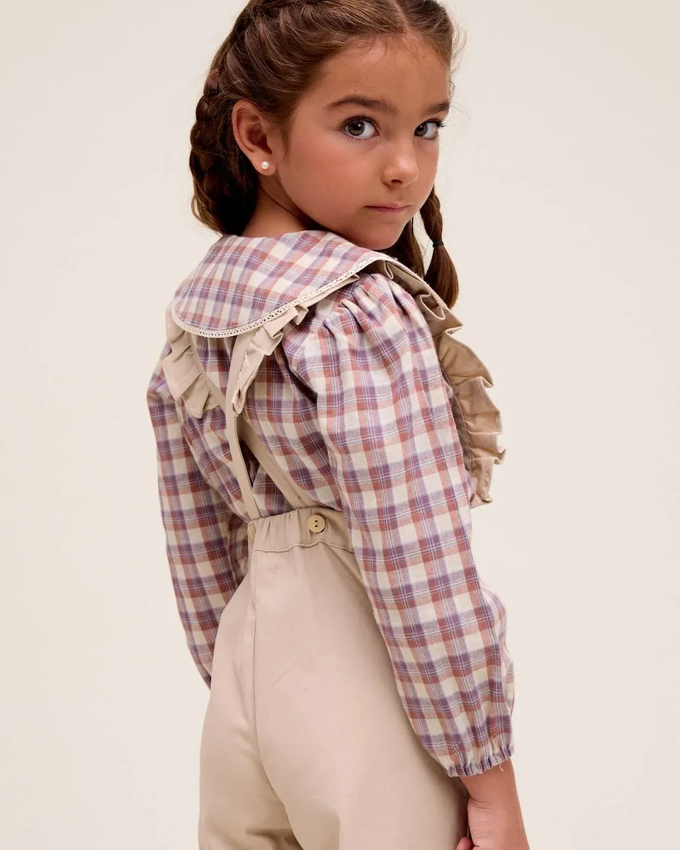 

Клетчатая блузка для девочки Dadati, сиреневый/белый