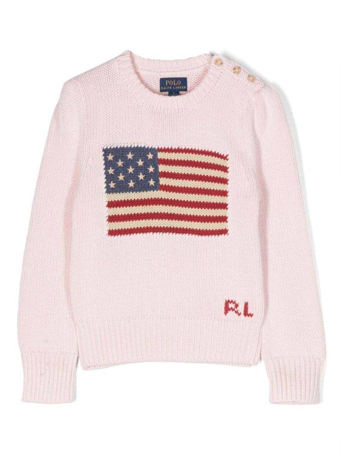 

POLO RALPH LAUREN KIDS свитер с флагом США вязки "интарсия, розовый