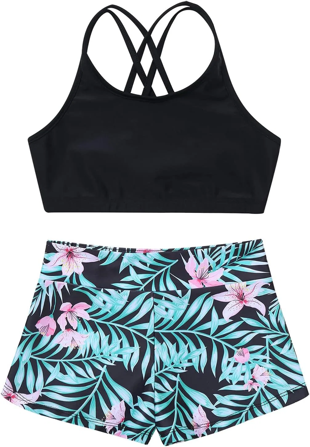 Детский спортивный комплект из топа и шорт Linjinx, Black&green — фото 3