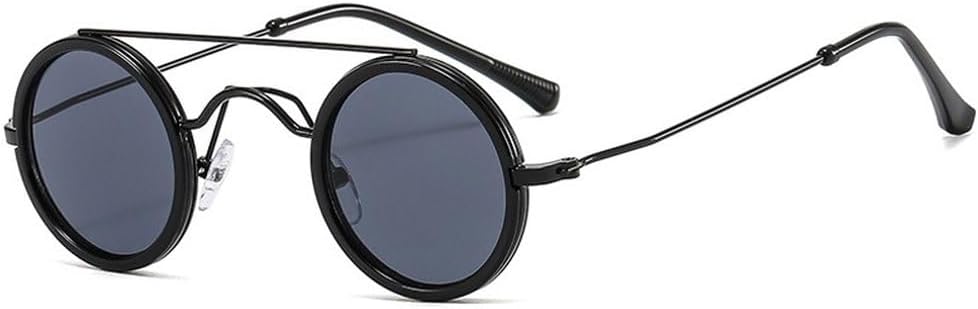 

Популярные модные маленькие круглые солнцезащитные очки для женщин в винтажном стиле, металл, панк, мужские очки с прозрачными линзами цвета океана, защита от УФ-излучения UV400 SKFGNX, Black Grey