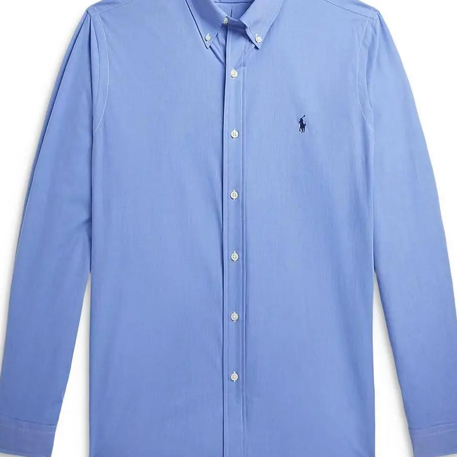 Рубашка с длинным рукавом 60/1 Stretch Poplin Brkn Polo Ralph Lauren, синий — фото 4