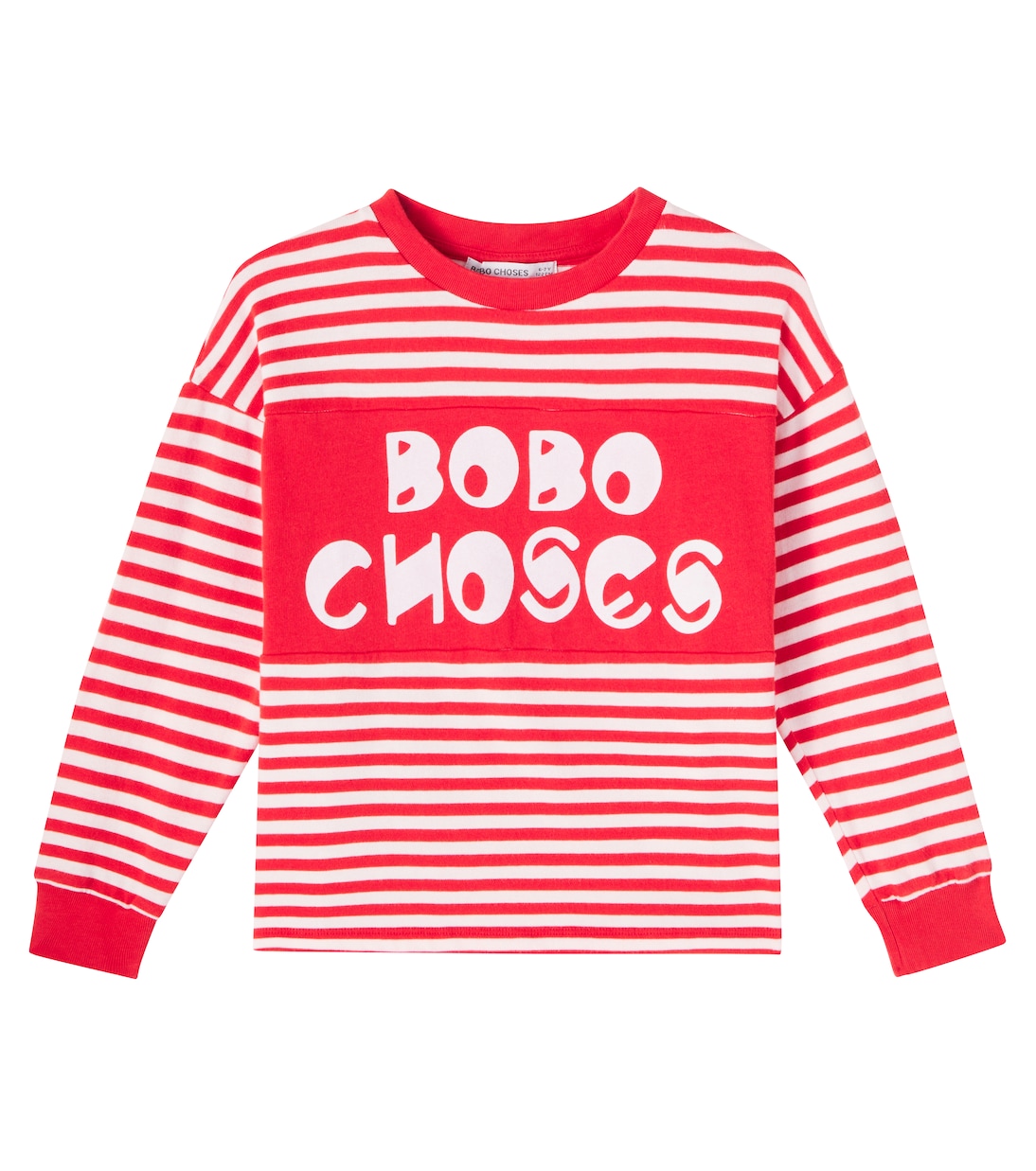 

Футболка из хлопка в полоску с логотипом Bobo Choses, красный