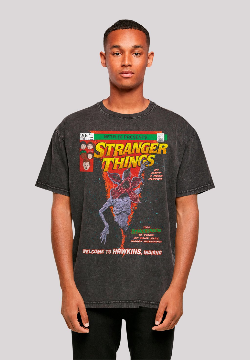 

Футболка с принтом STRANGER THINGS COMIC COVER NETFLIX TV SERIES F4NT4STIC, черный