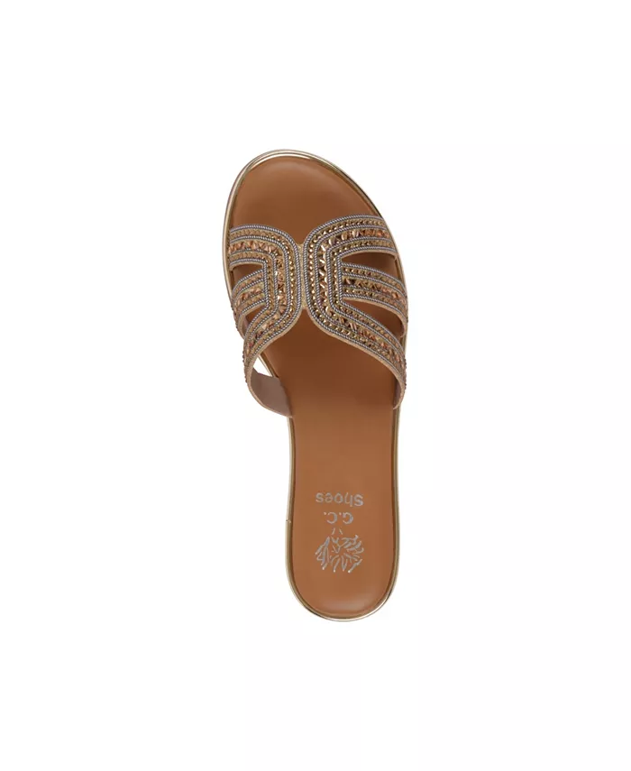 Женские плоские сандалии Clara с декоративными элементами GC Shoes, золотой — фото 4