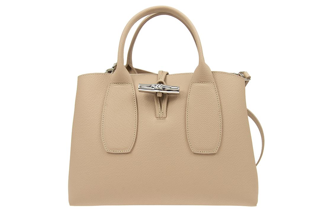 

Сумка через плечо LONGCHAMP из кожи розо среднего размера песочного серого цвета