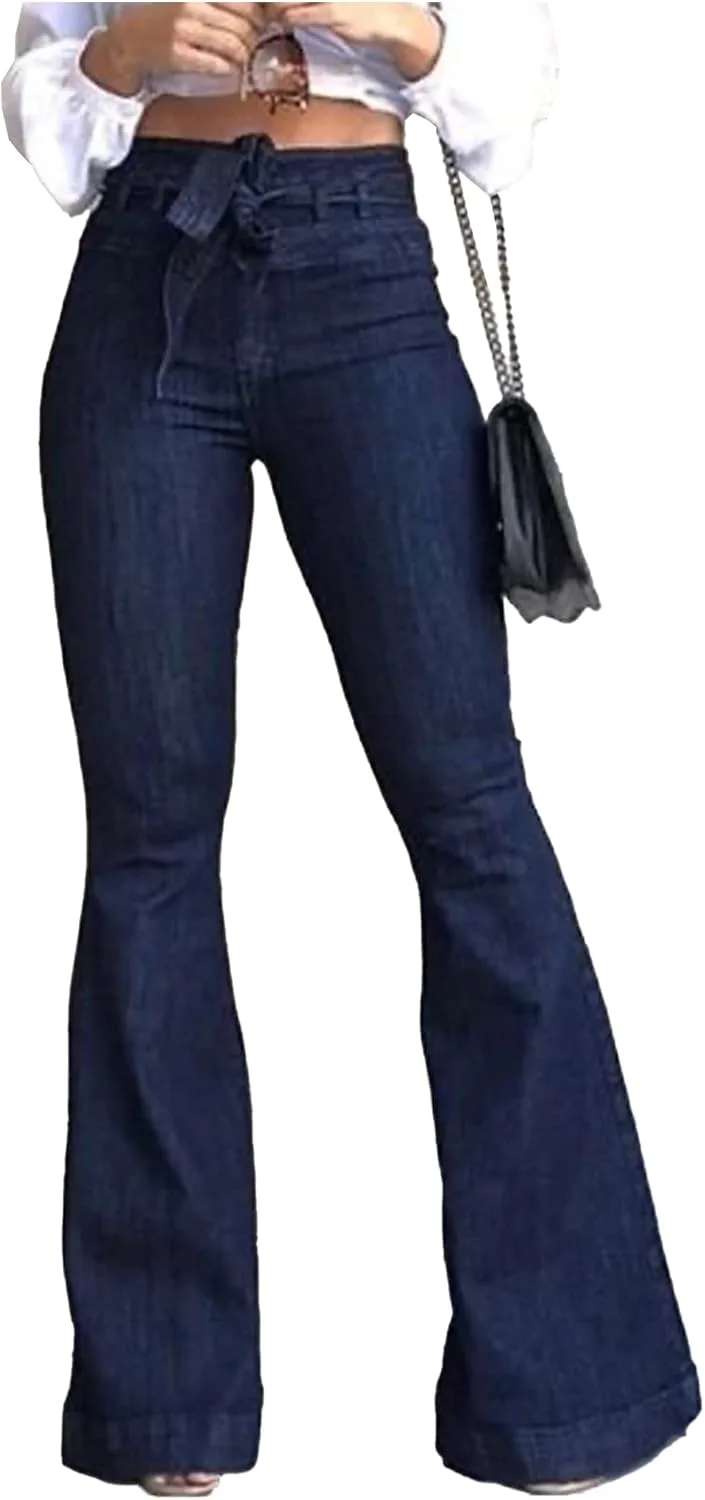 

SOMTHRON женские джинсы с высокой талией и расклешенным низом