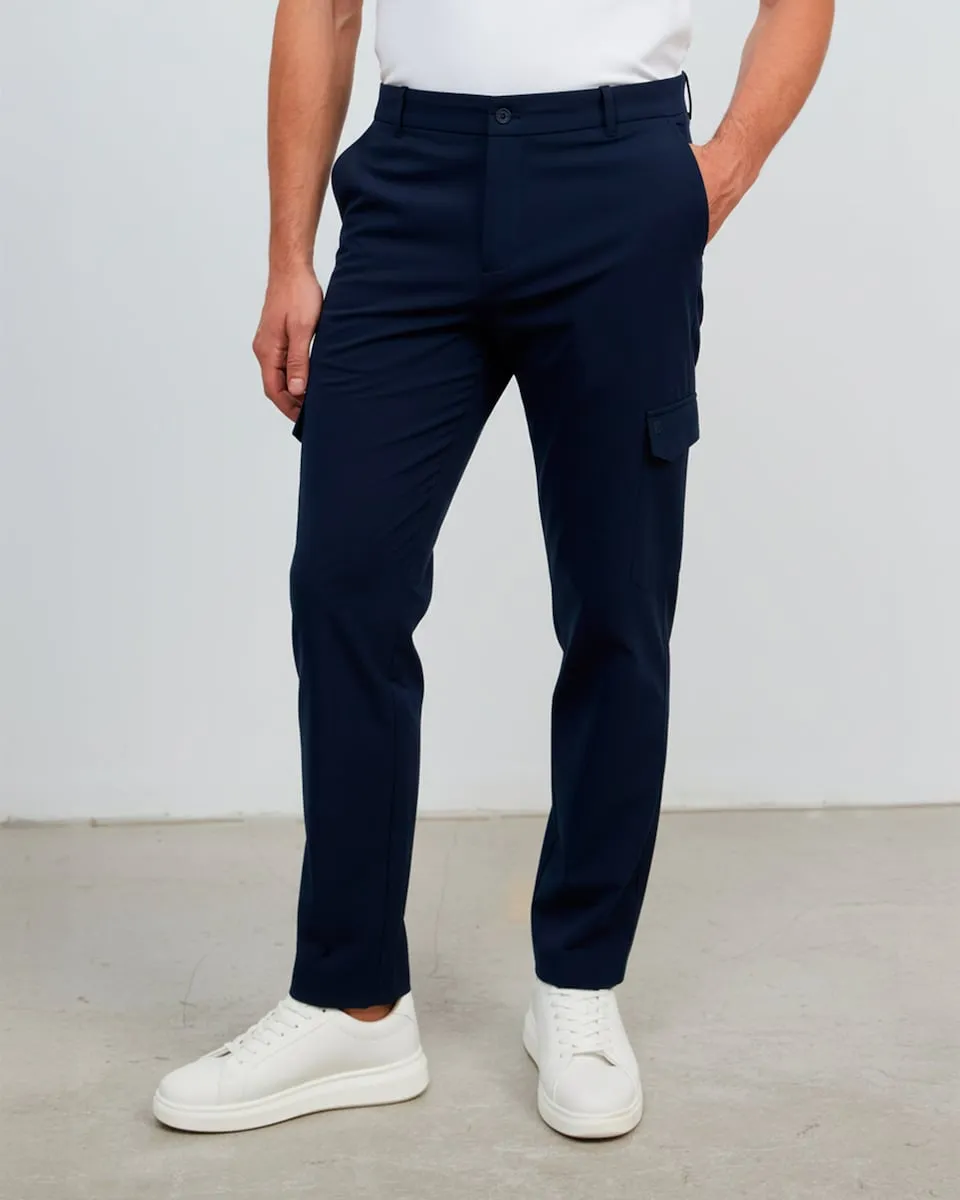 

Мужские брюки карго прямого кроя темно-синего цвета Sepiia