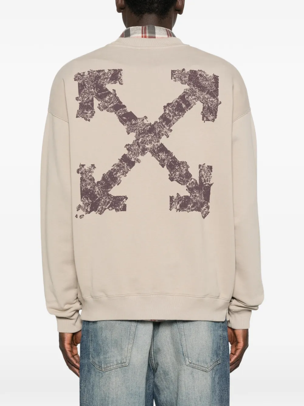 Свитшот с логотипом и круглым вырезом Off-White, бежевый — фото 4