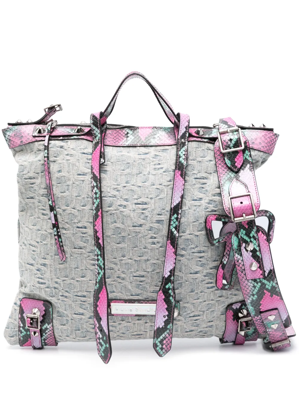 

Джинсовая сумка-тоут с монограммой Acne Studios, синий