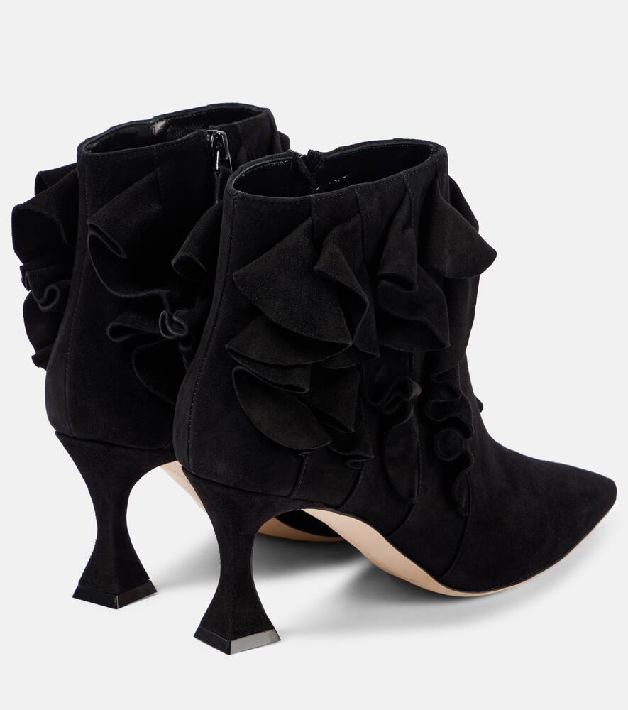 Помпа замшевые ботинки с рюшами на щиколотке Manolo Blahnik, 0015 Blck — фото 2