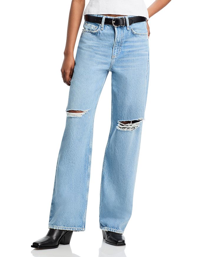 

Лоджин Мид Райз Уайд Лег Джинсы в цвете Ладлоу rag & bone, синий