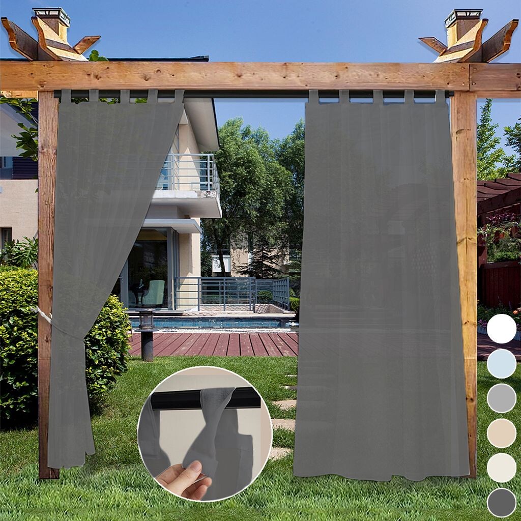 

Шторы темно-серые прозрачные уличные шторы с вкладышами, водонепроницаемые для наружного сада, патио, балкона, набор из 2 шт., Ш * В: 132x213 см easy home, серый