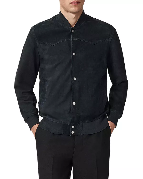 

Кожаная куртка-бомбер Stafford Allsaints, синий