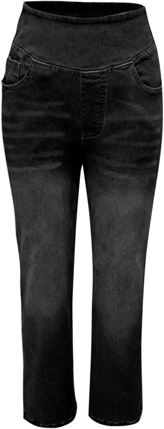 Джинсы-джоггеры женские Plus Size Wide Leg Stretchy High Waisted — фото 4
