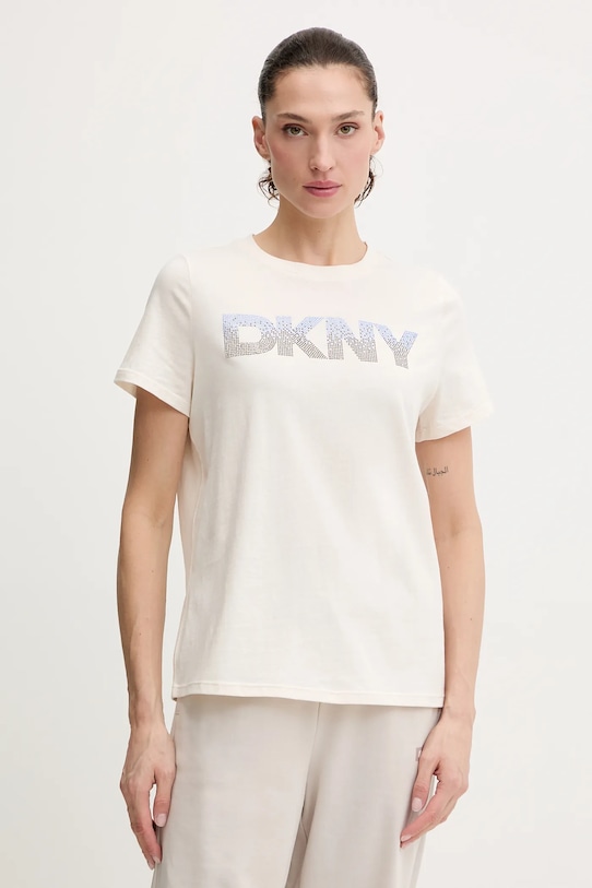 

Хлопковая футболка DKNY, бежевый