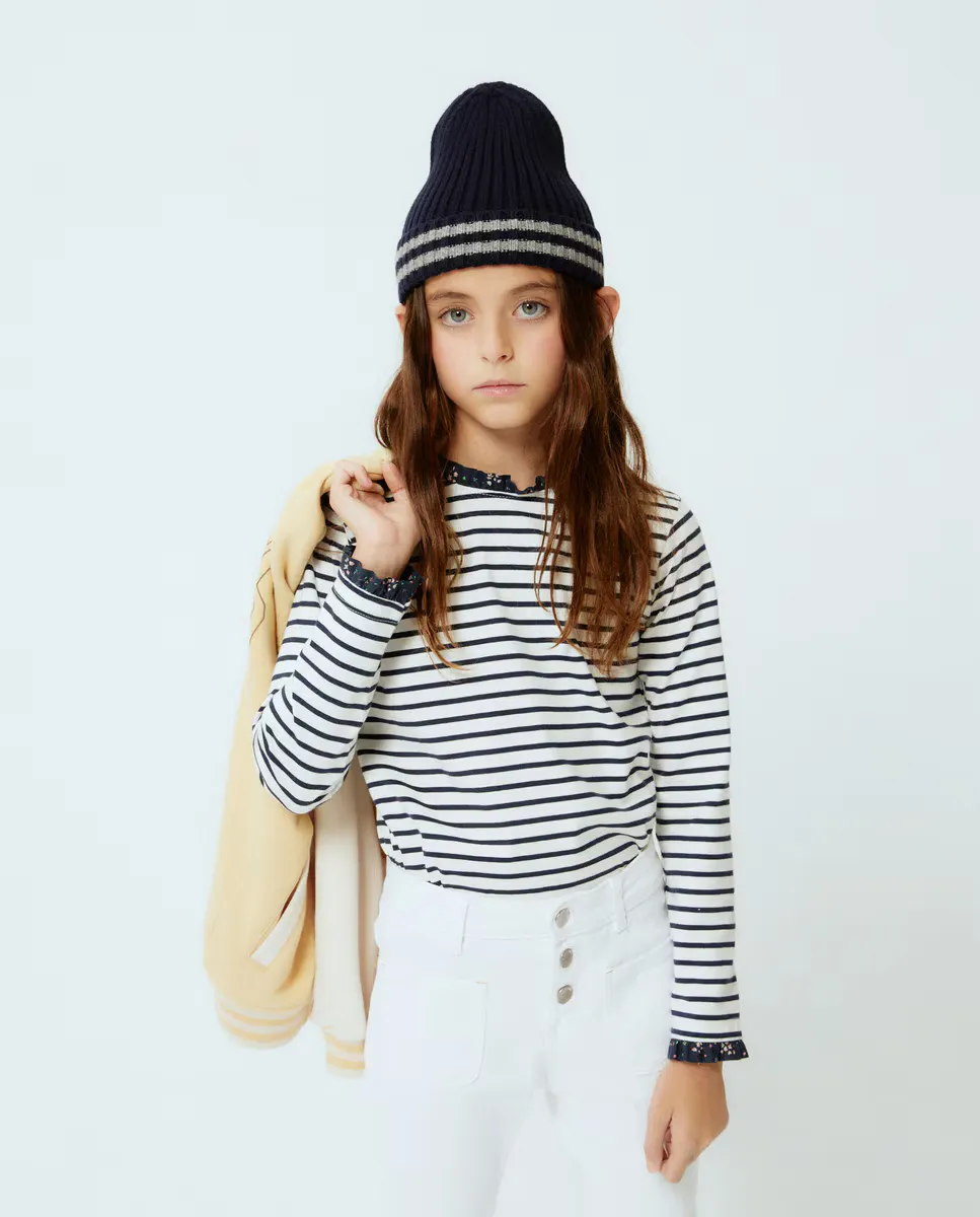 

Футболка для девочки с цветочным рюшом Kids El Corte Inglés, синий