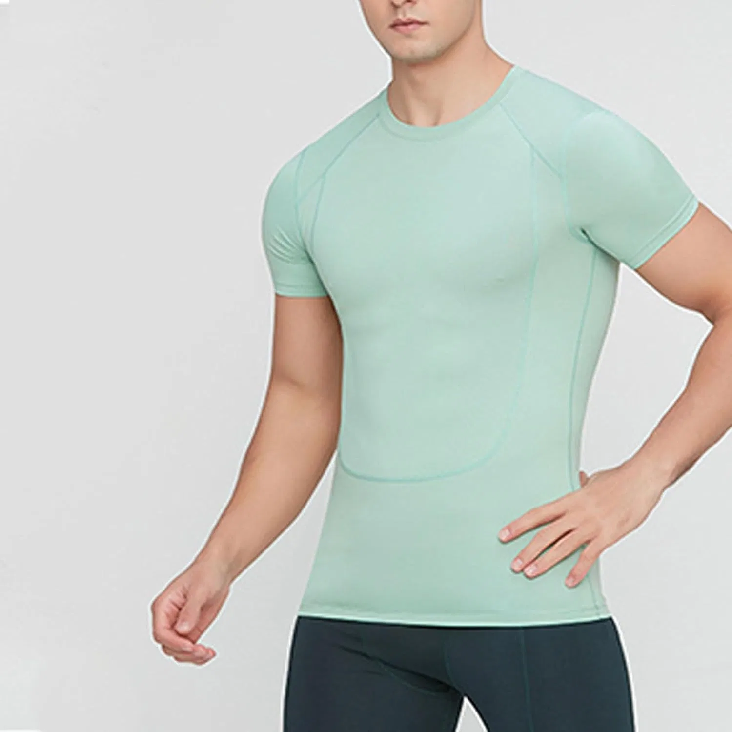 Футболка для тренировок с быстросохнущей тканью Generic, A03#mint Green — фото 2