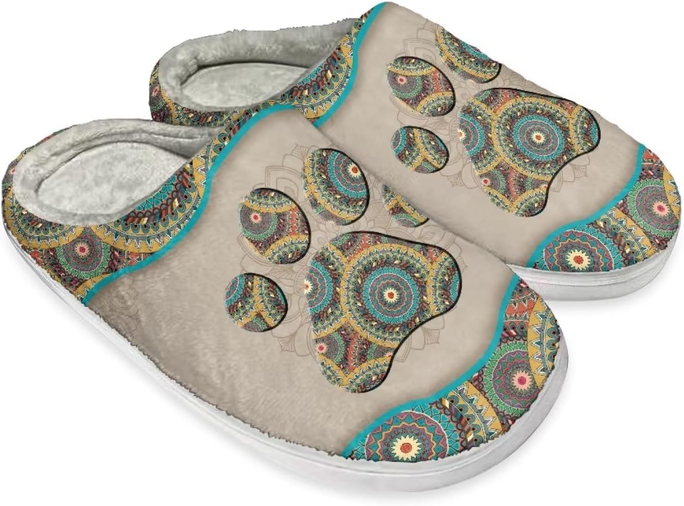 

Тапочки Baxinh Scuff для женщин и мужчин, мягкие теплые домашние тапочки для использования в помещении и на улице, легкая обувь с противоскользящей подошвой, Boho Mandala Paw - Multi