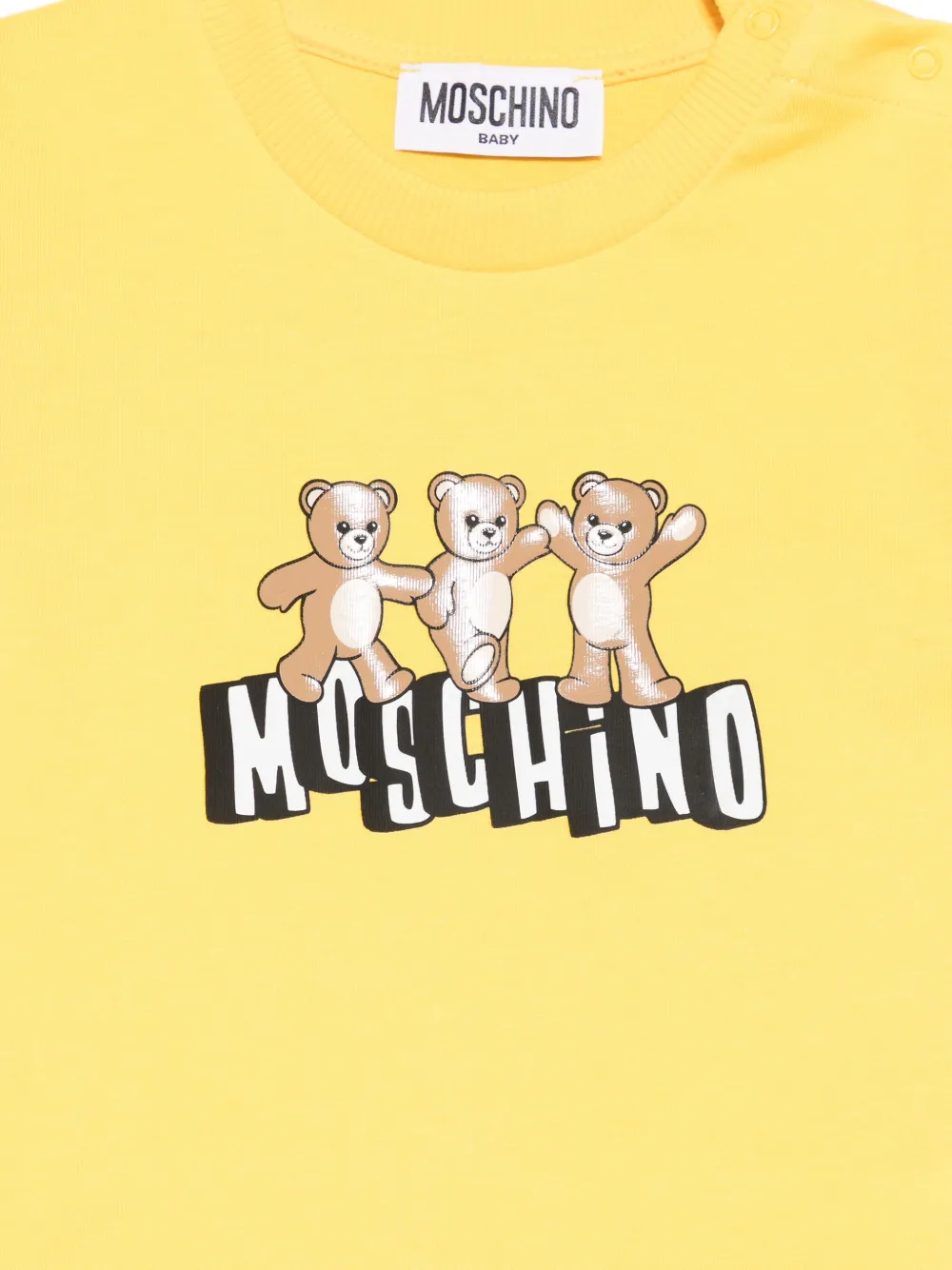 Футболка с принтом медвежонка Moschino Kids, желтый — фото 3