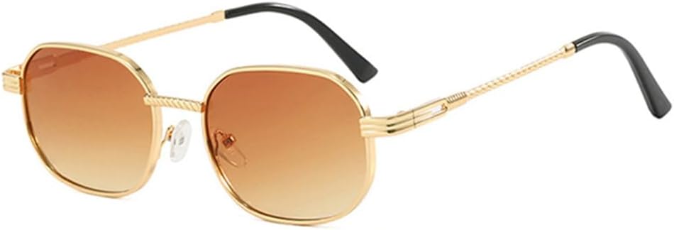 

Ретро-солнцезащитные очки в маленькой металлической оправе для женщин, модные градиентные линзы, защита от УФ-излучения UV400, панк-очки темно-зеленого цвета для мужчин TYUVIVO, Golden Tea Gradient