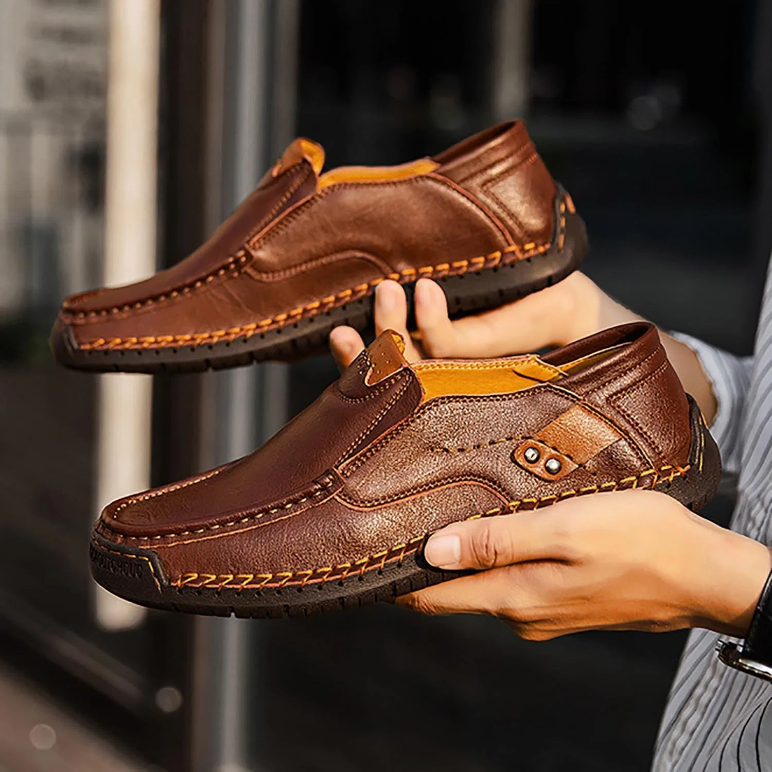 Мужские лоферы мягкие slip-on, темно-коричневый DAO-UPPSE — фото 2