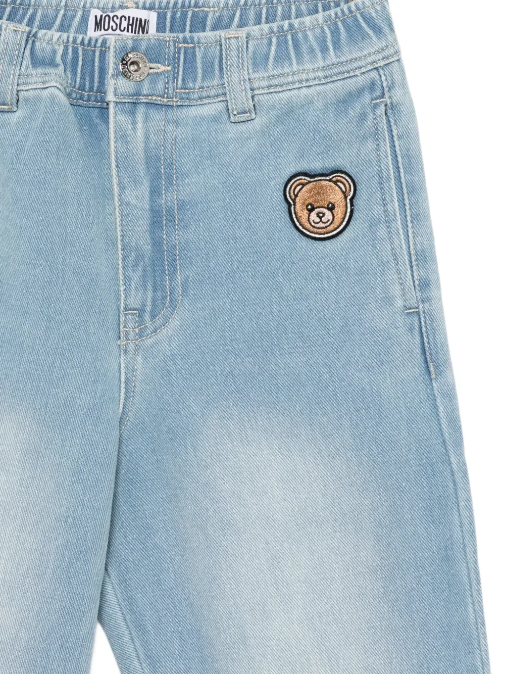 Брюки с эластичными нашивками Moschino Kids, синий — фото 3