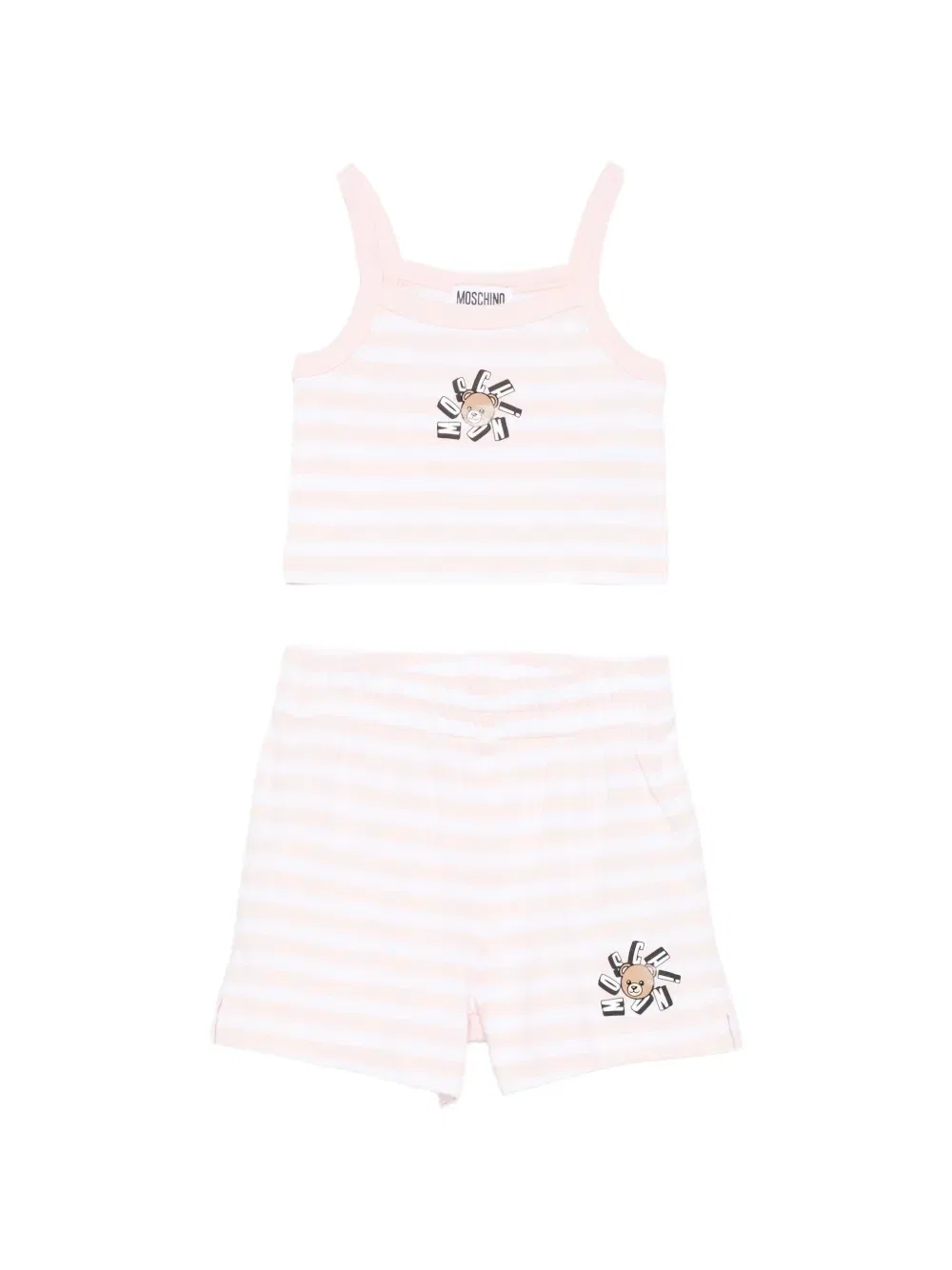 Комплект из полосатых шорт Moschino Kids, розовый