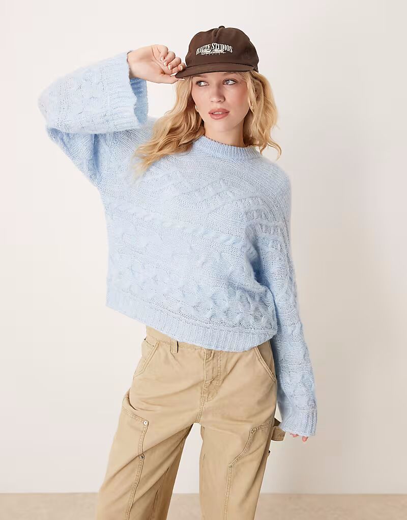 

Джемпер ASOS DESIGN 3D с широкими манжетами, светло-голубой