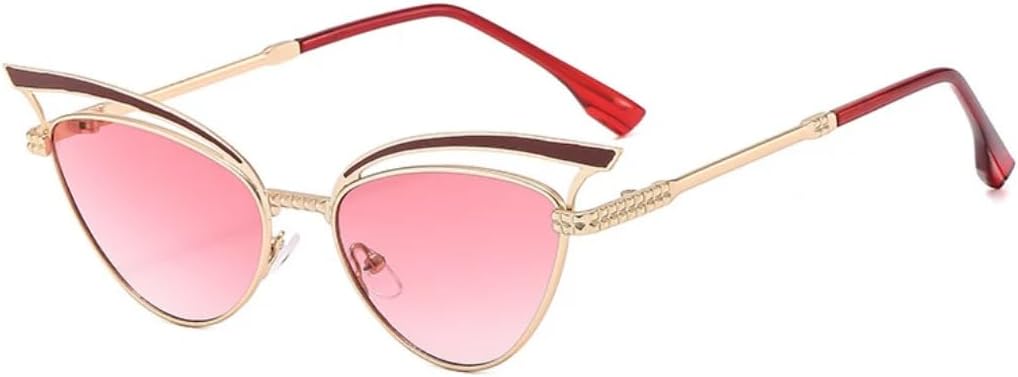 

Роскошные металлические солнцезащитные очки «кошачий глаз» с ажурной отделкой, модные мужские очки для путешествий и вождения, защита от УФ-излучения UV400 TVTBBVV, Gold Pink