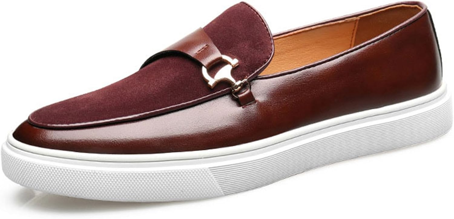 

Мужские слипоны из замши и кожи, легкие и комфортные, с круглым носком, модные кроссовки для повседневной носки и прогулок Generic, коричневый