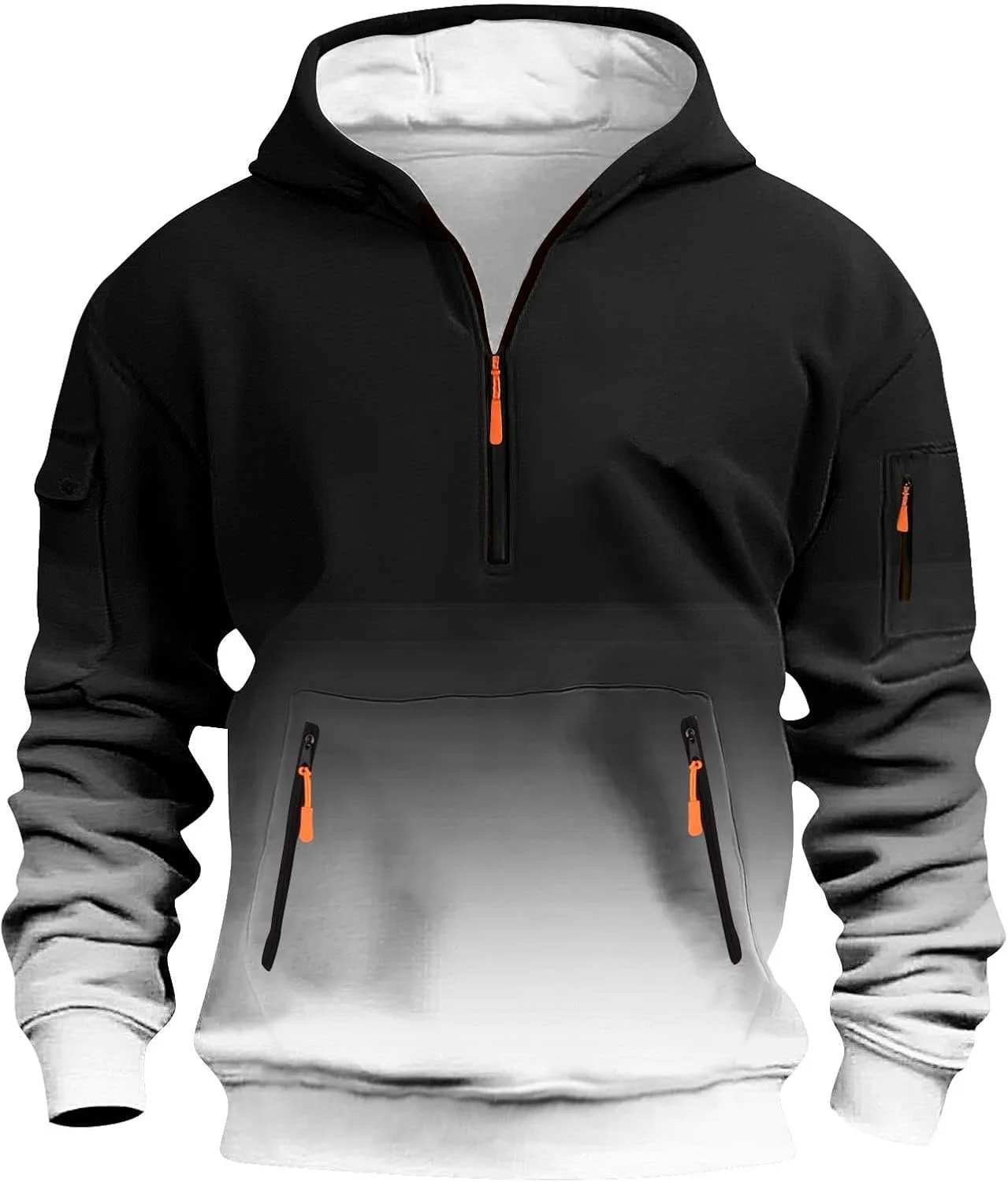 

Мужская тактическая худи с градиентом, флисовая, с капюшоном и карманами