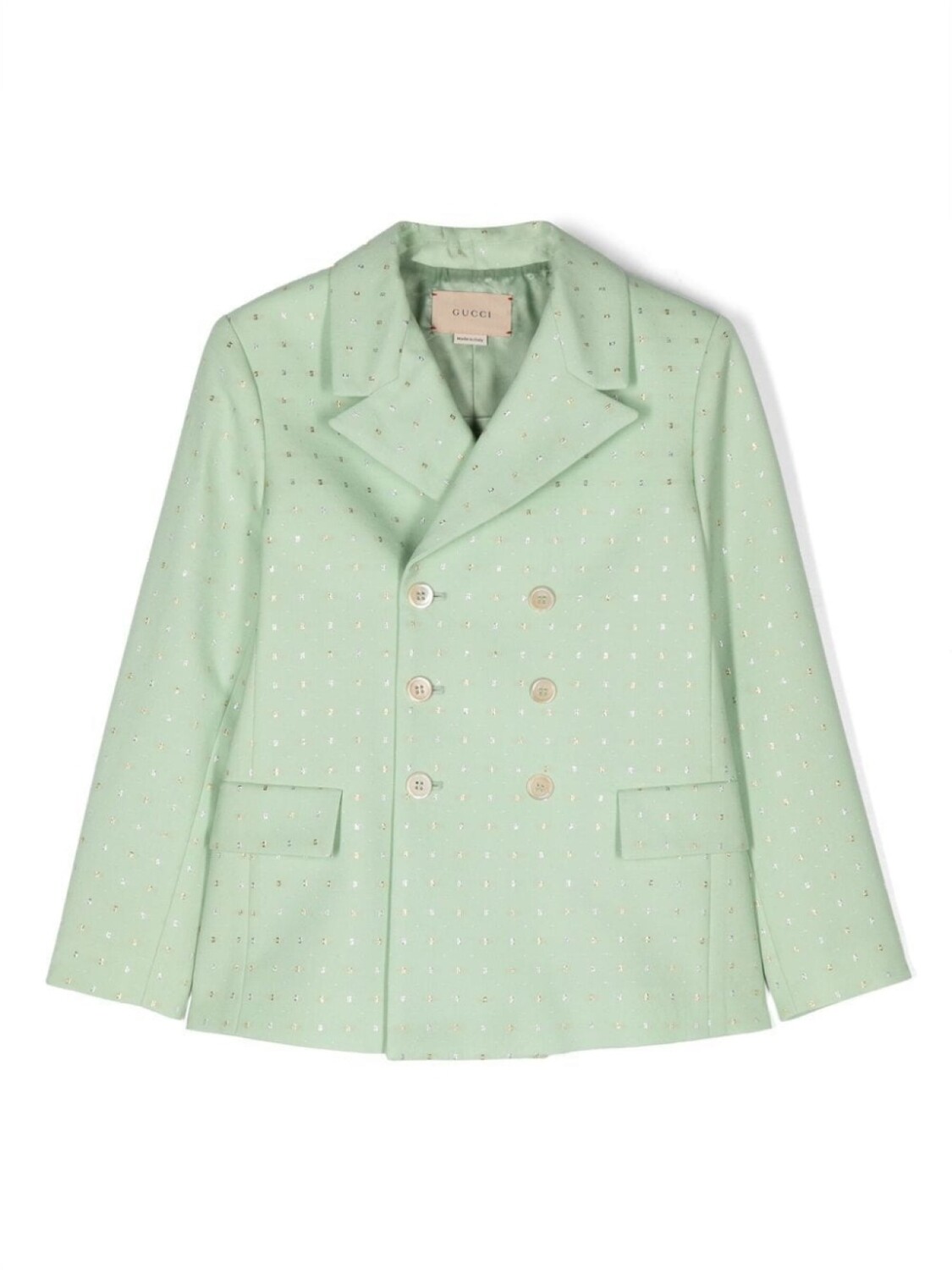 

Gucci Kids двубортный блейзер с логотипом, зеленый