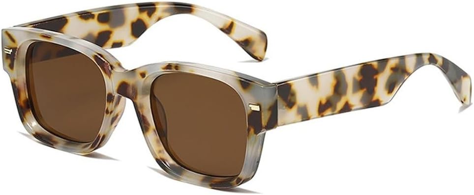 

Винтажные квадратные солнцезащитные очки с цветными заклепками для мужчин, модные градиентные солнцезащитные очки с защитой от УФ-излучения UV400 для женщин SKFGNX, Amber Tea