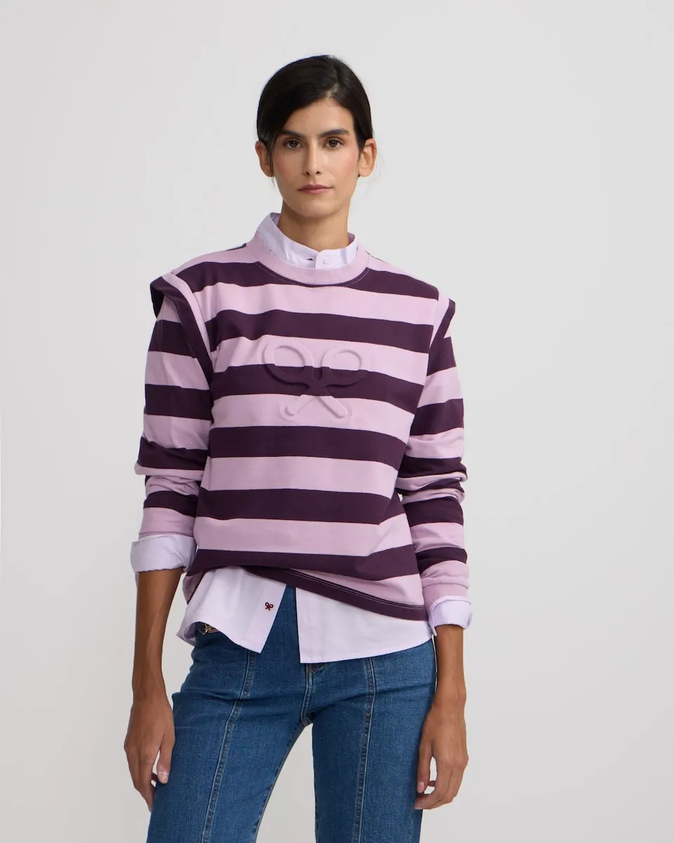 

Женская толстовка с наплечниками и полосками Silbon, розовый/черный