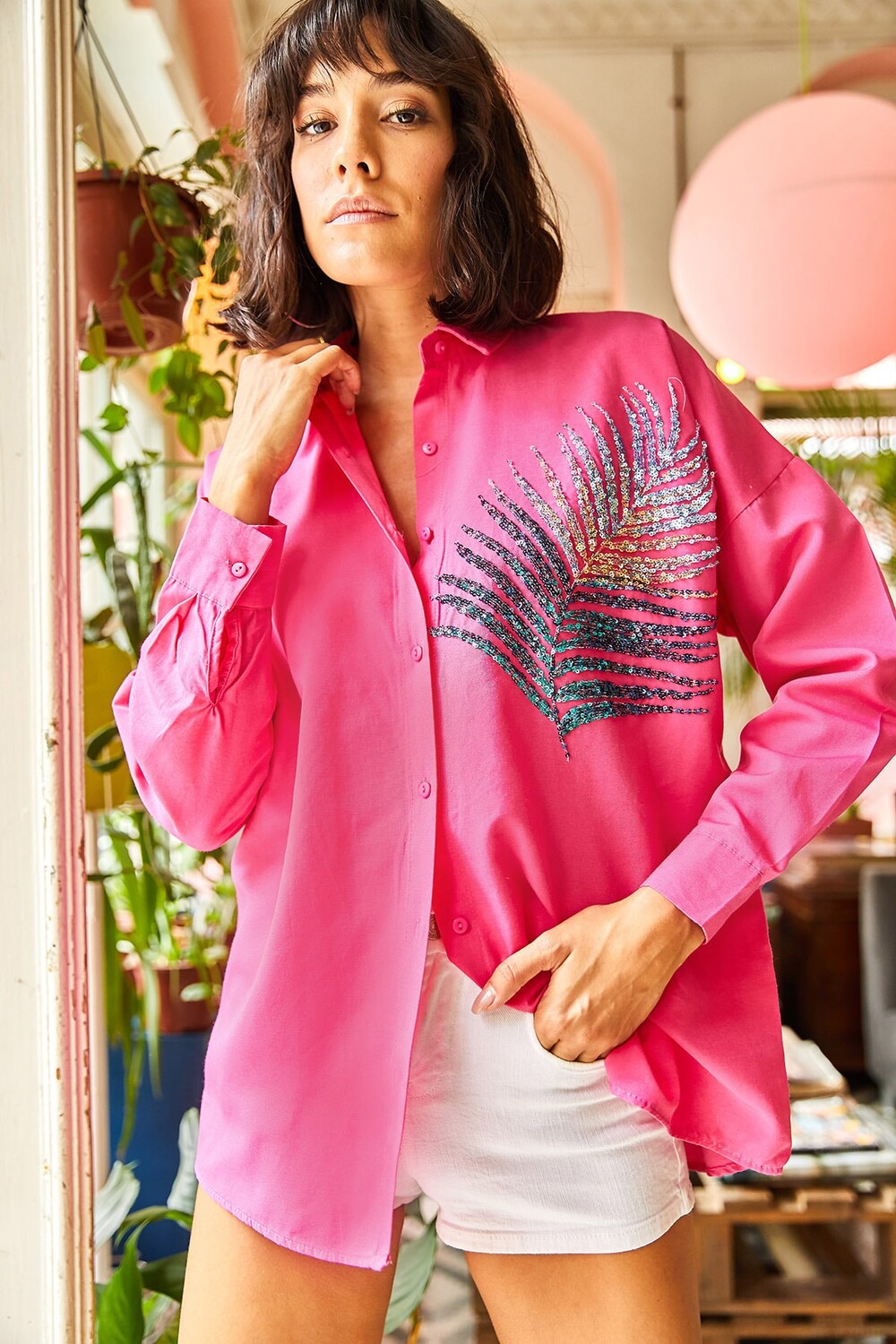 

Рубашка - Розовая - Oversize Olalook, розовый
