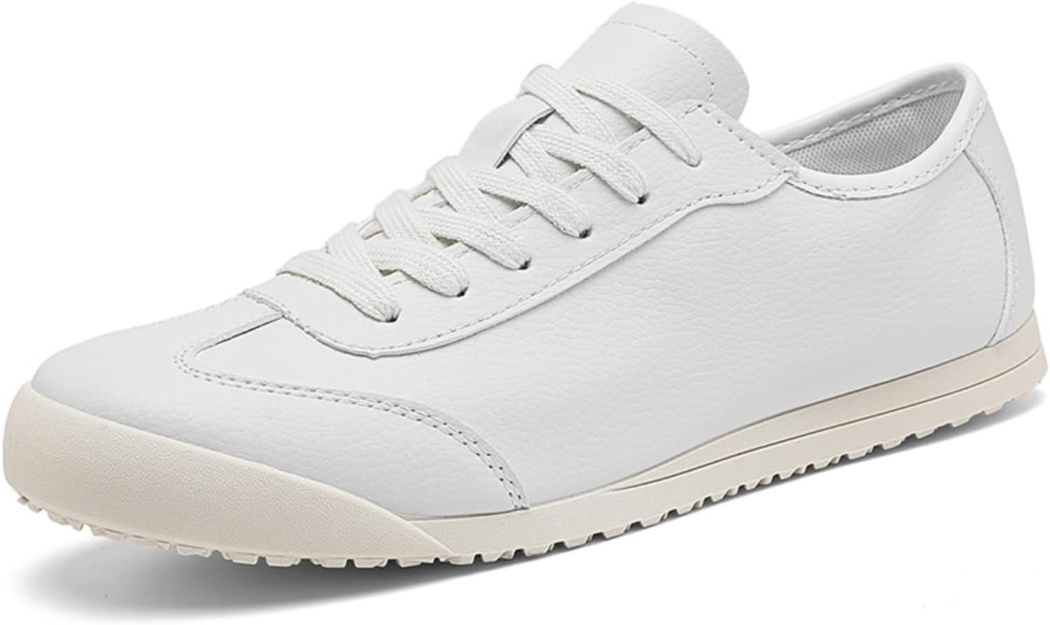 

Мужские повседневные кожаные кроссовки - ретро низкие - верх из дышащей натуральной кожи, удобные и легкие для повседневной носки и путешествий Khwfjas, белый