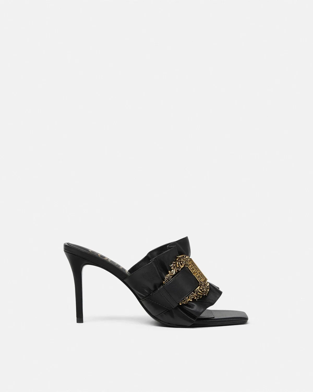 Бархатные мюли Emily с барочным ремешком VERSACE, черный