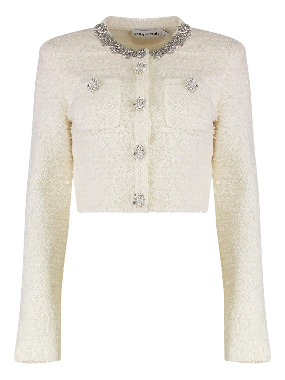 

Жакет с отделкой кристаллами и подплечниками Self-Portrait, нейтральный