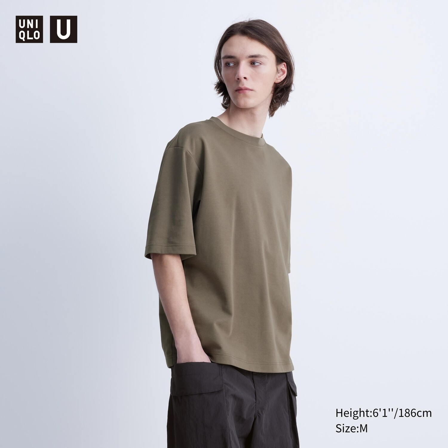 

Хлопковая футболка оверсайз с круглым вырезом AIRism UNIQLO, зеленый