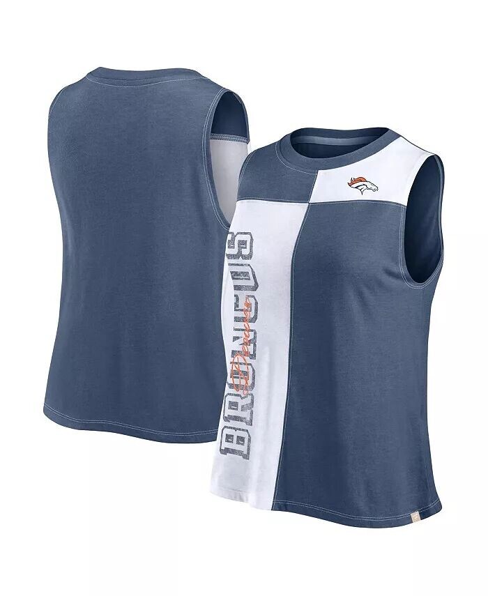 

Женская майка-топ Denver Broncos Script Color Block, темно-синяя/белая Fanatics