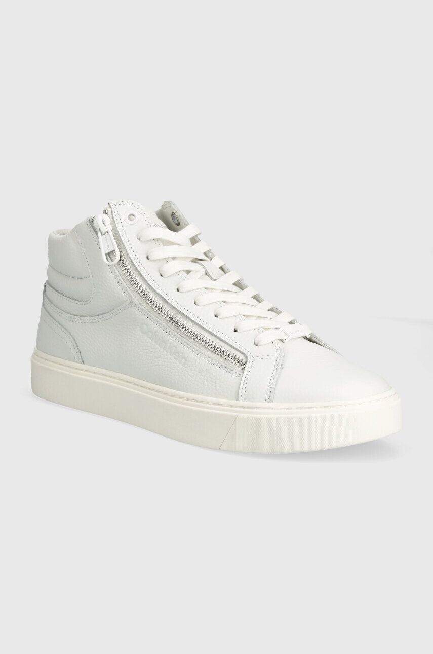 

Кожаные кроссовки Calvin Klein HIGH TOP LACE UP W/ZIP, белый